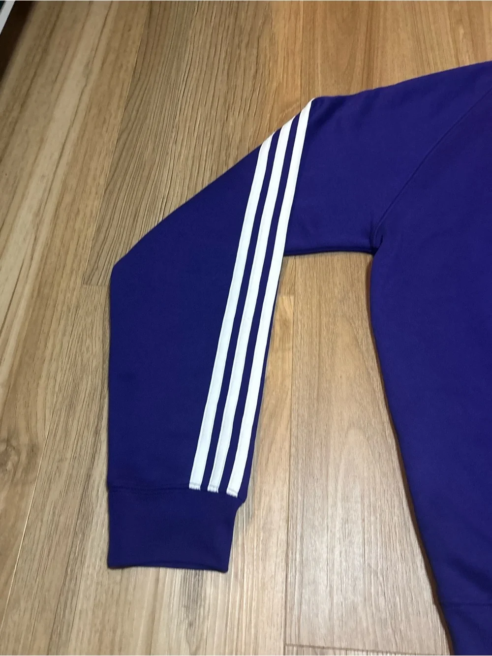 adidas Men’s Purple Crewneck Sweatshirt with White Shoulder Stripes
